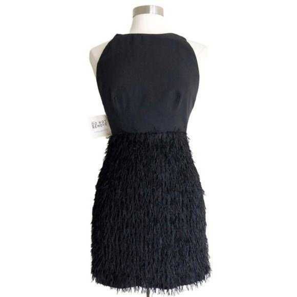 Fame and Partners Black Fringed Cocktail Dress 6 - Picture 3 of 10